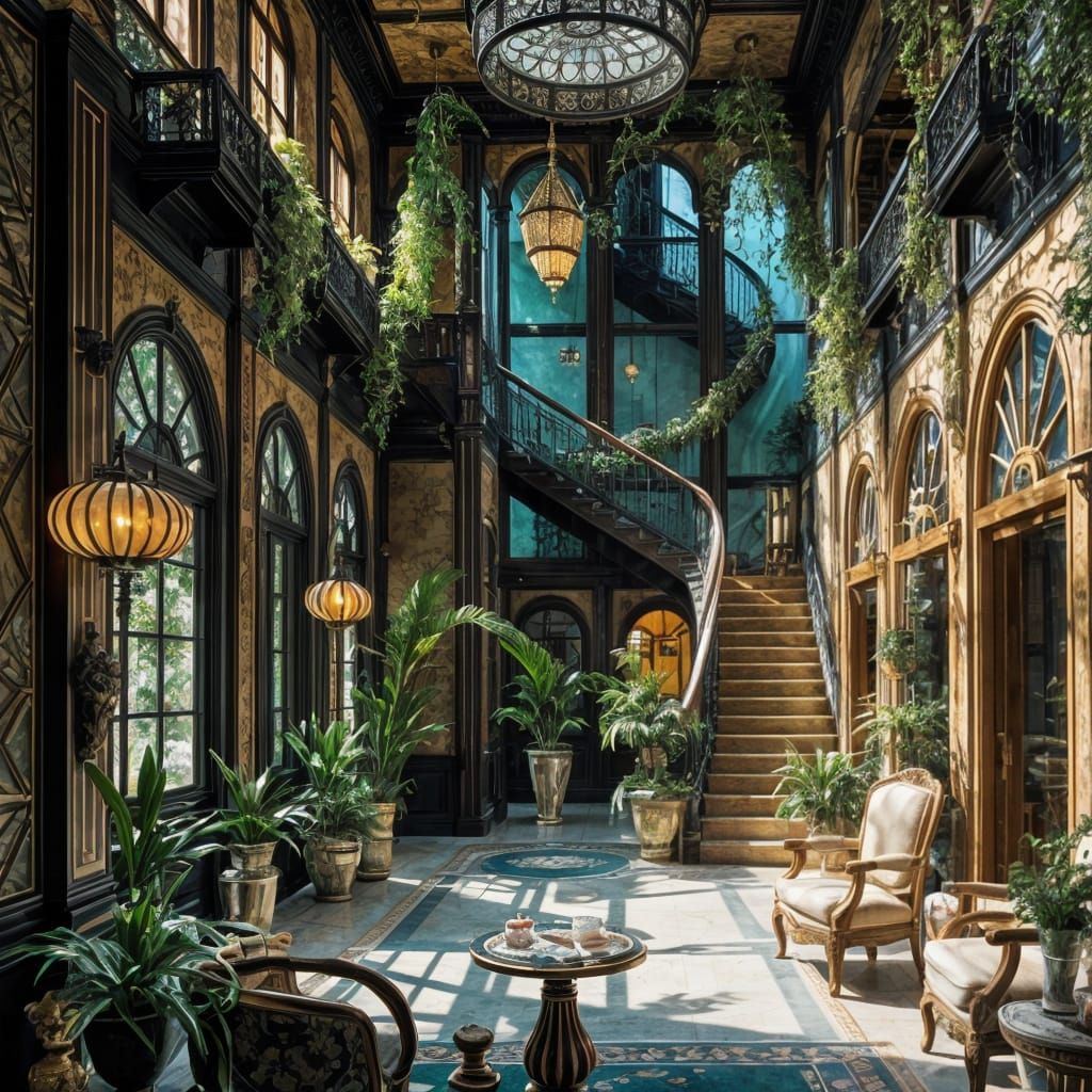 Art Deco Atrium and tea room.