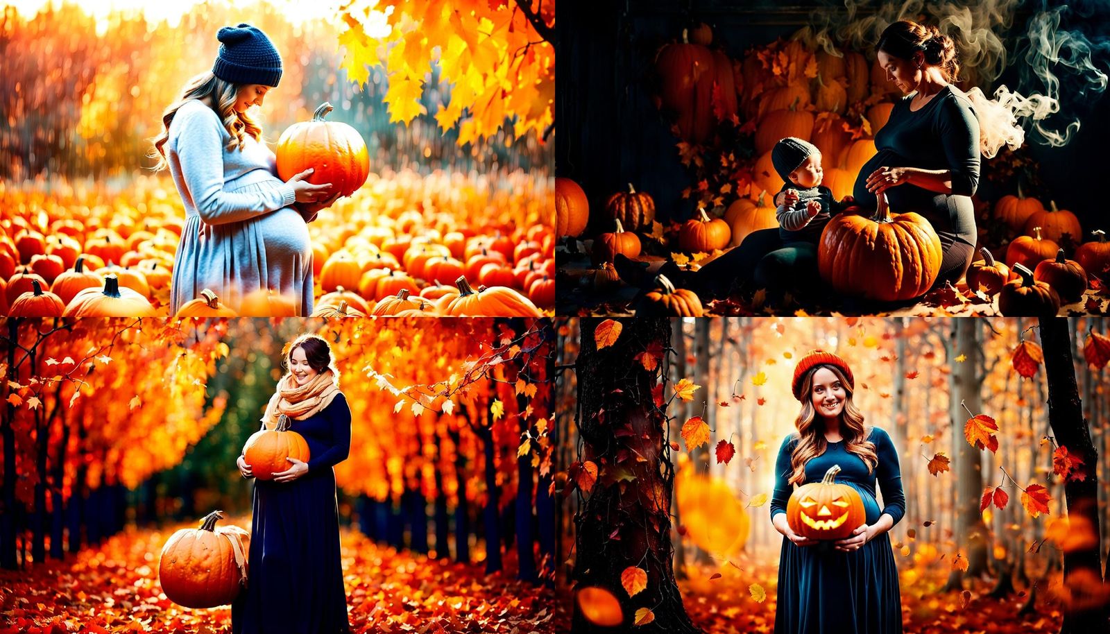 Pregnant Woman's Halloween Photoshoot with Pumpkin