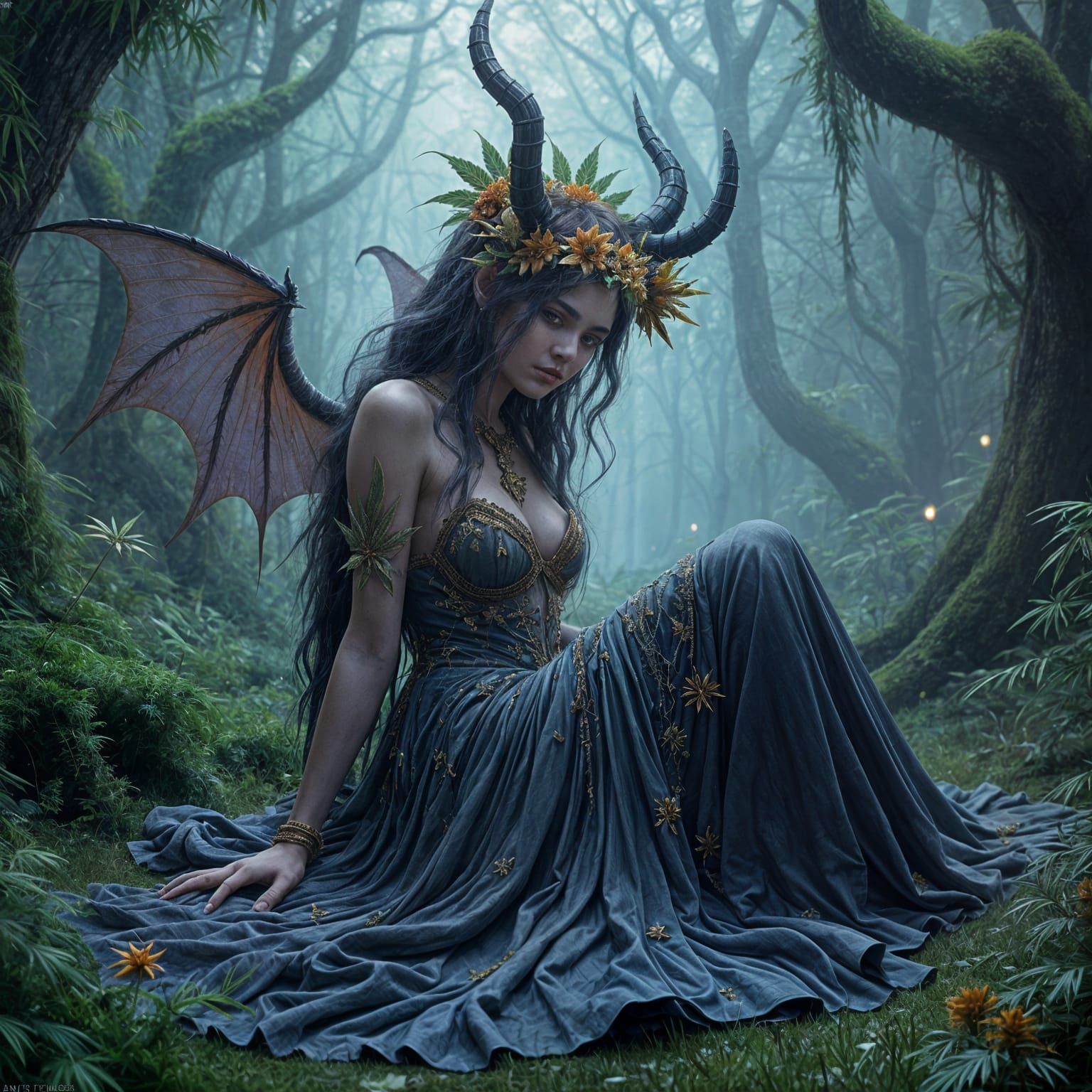 Ethereal Queen of the Greenwood in Opulent Majesty