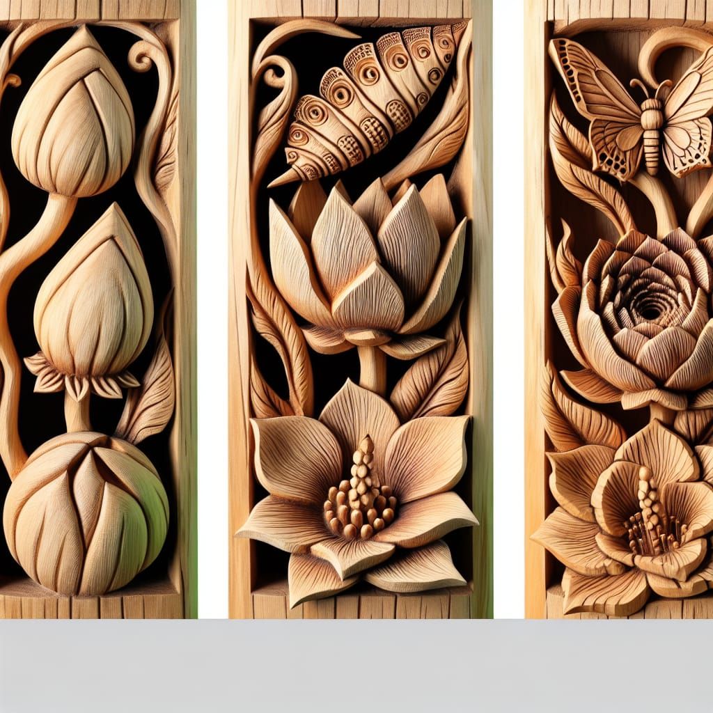 Wooden Ornament Carving: Bud to Flower Metamorphosis