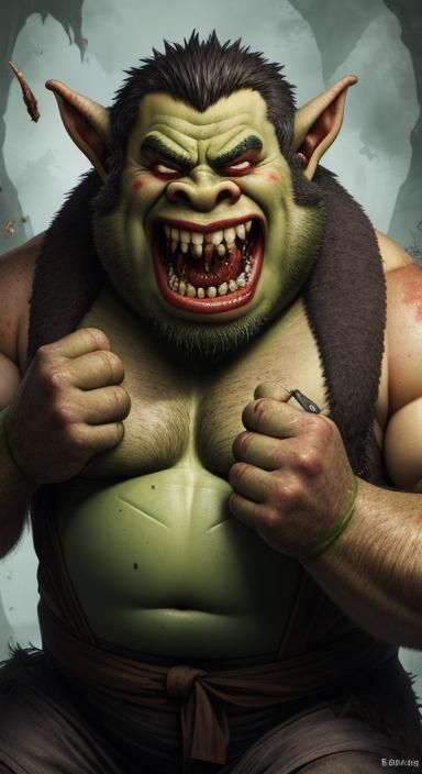 Grotesque Fat Troll Eating