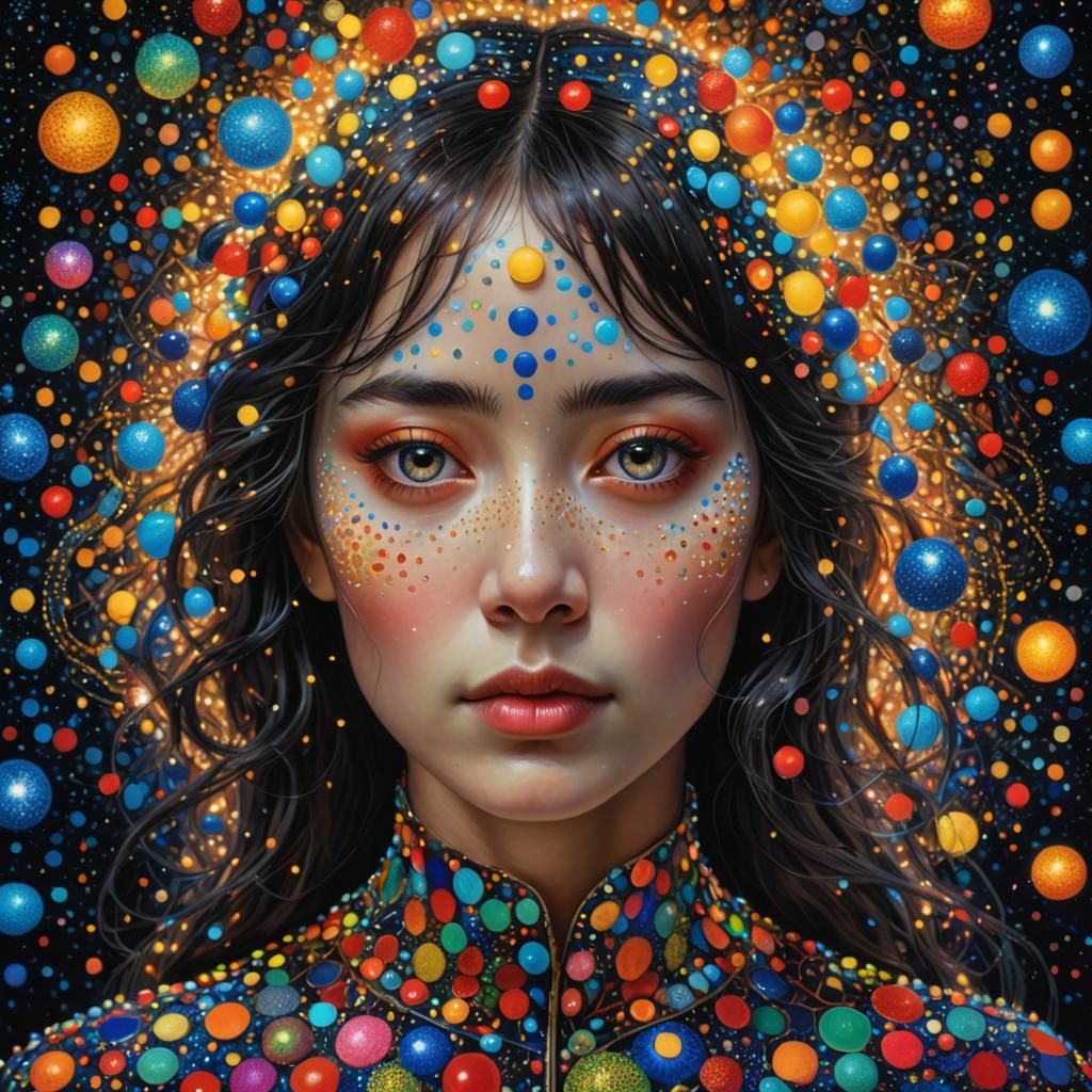 Mystical Portrait: Kusama Patterns Meet Olsen Realism