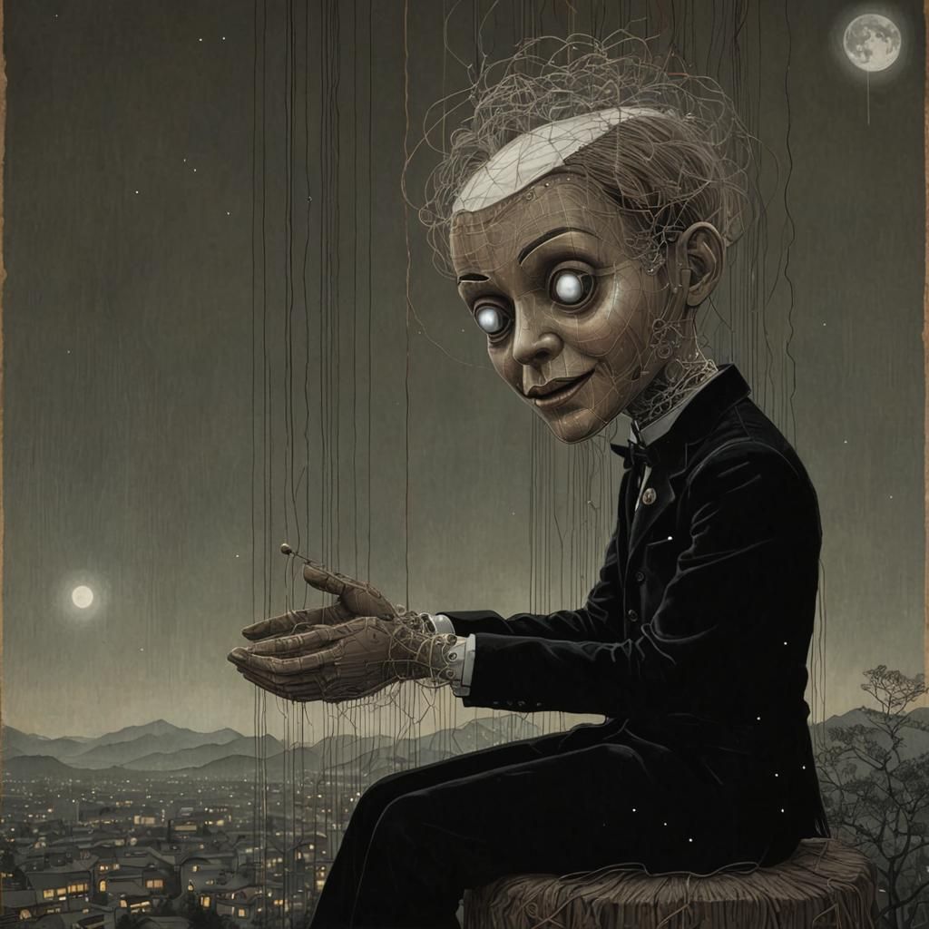 Vintage Ventriloquist Dummy in Holographic Haze