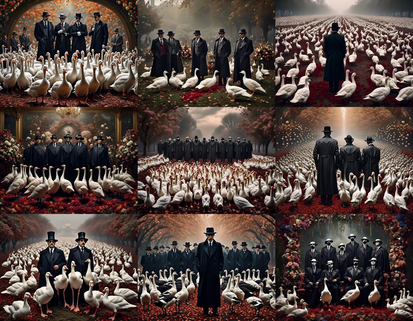 Dreamy Mafia Geese Funeral in Trench Coats