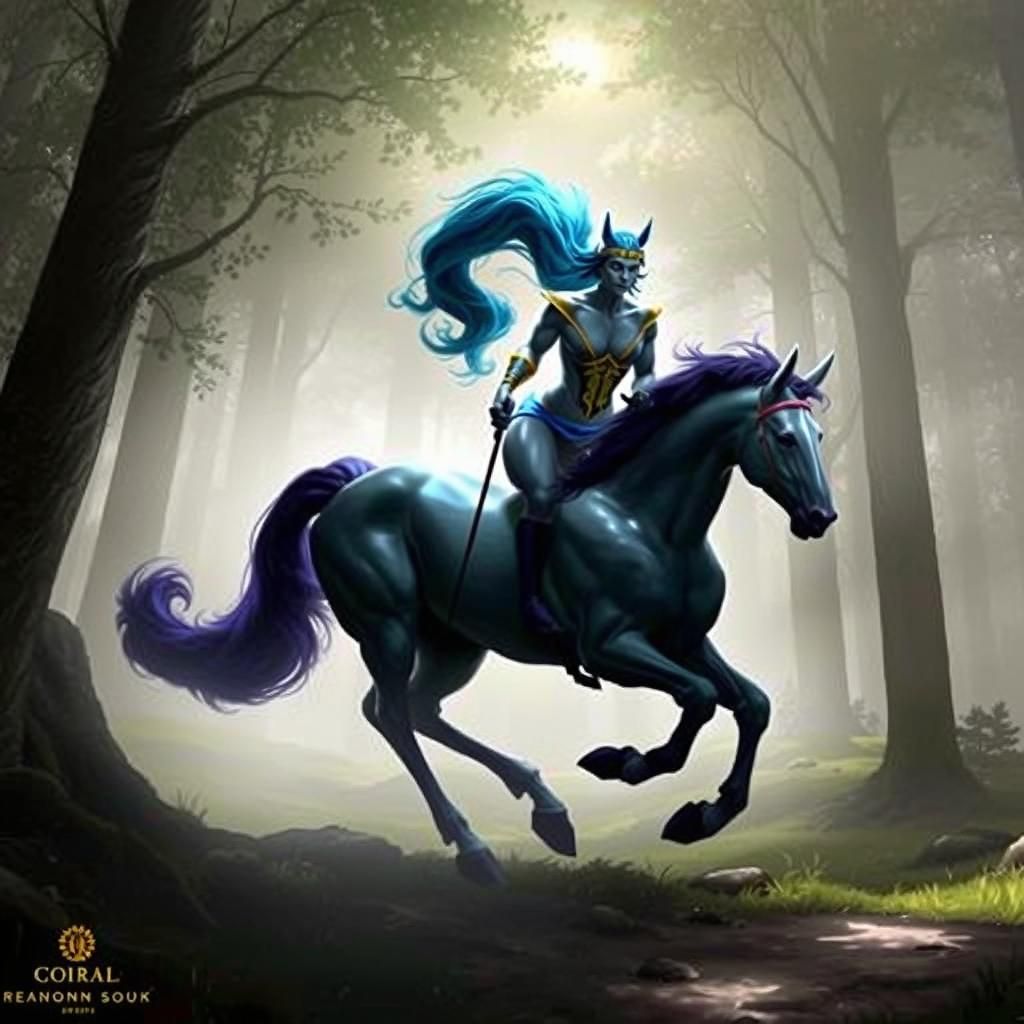 Centaur Galloping in Sunlit Landscape