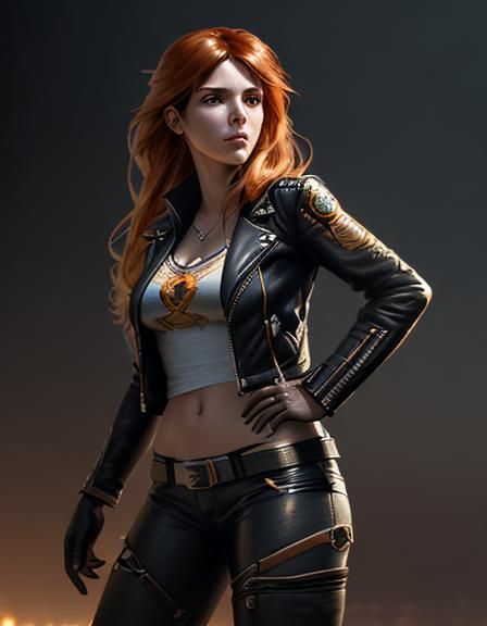 Sunset Shimmer in Leather Jacket: Digital Concept Art