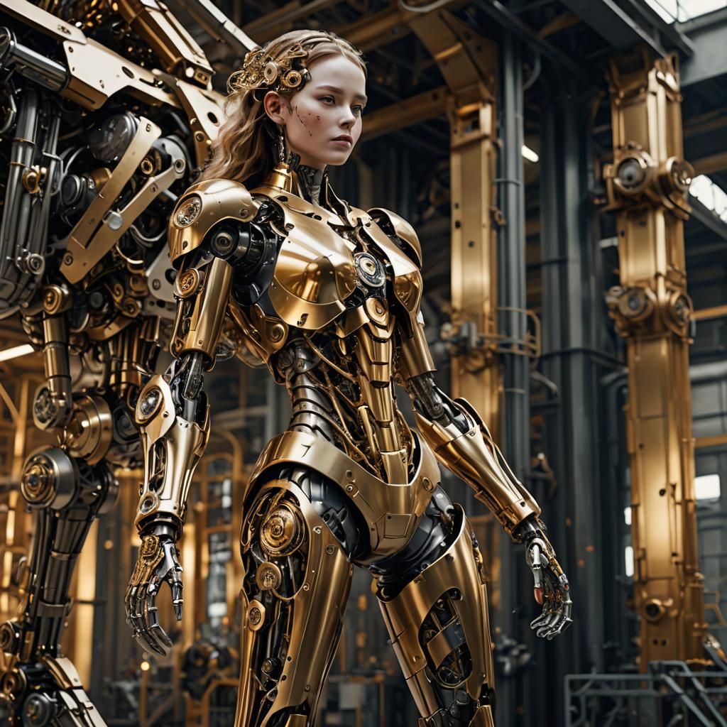 A cyborg comes off the assembly line