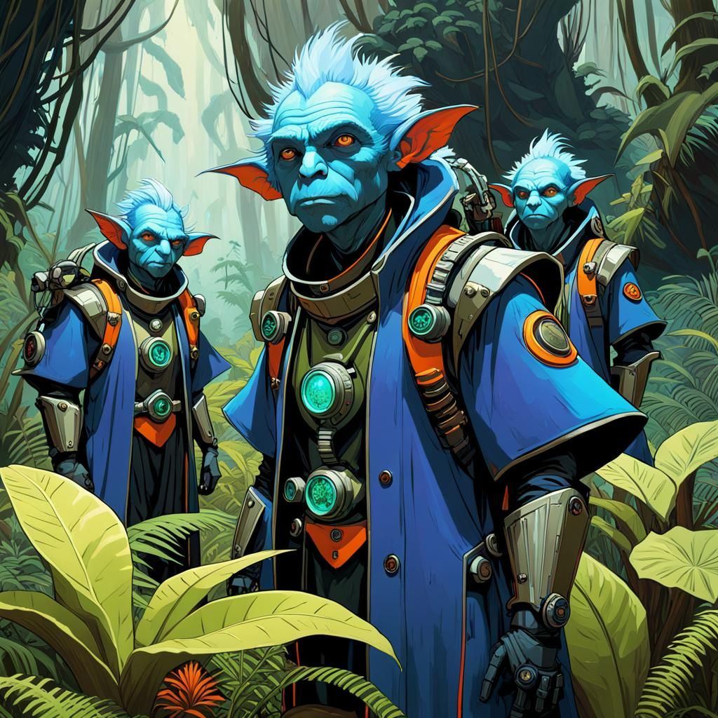 Blue Goblin Warlock in Carnivorous Rainforest
