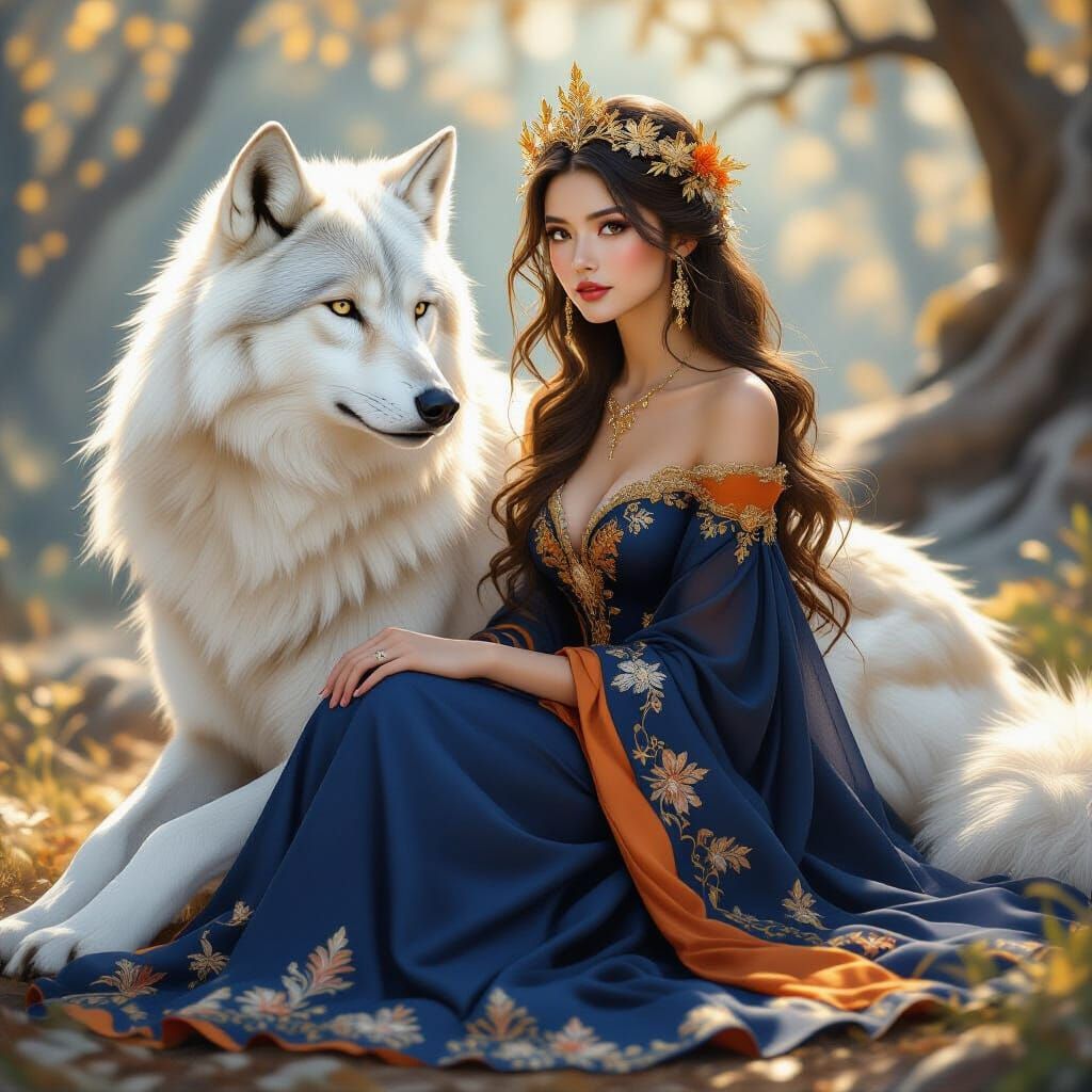 Painting in a fantastical and a thro style, featuring a grac...