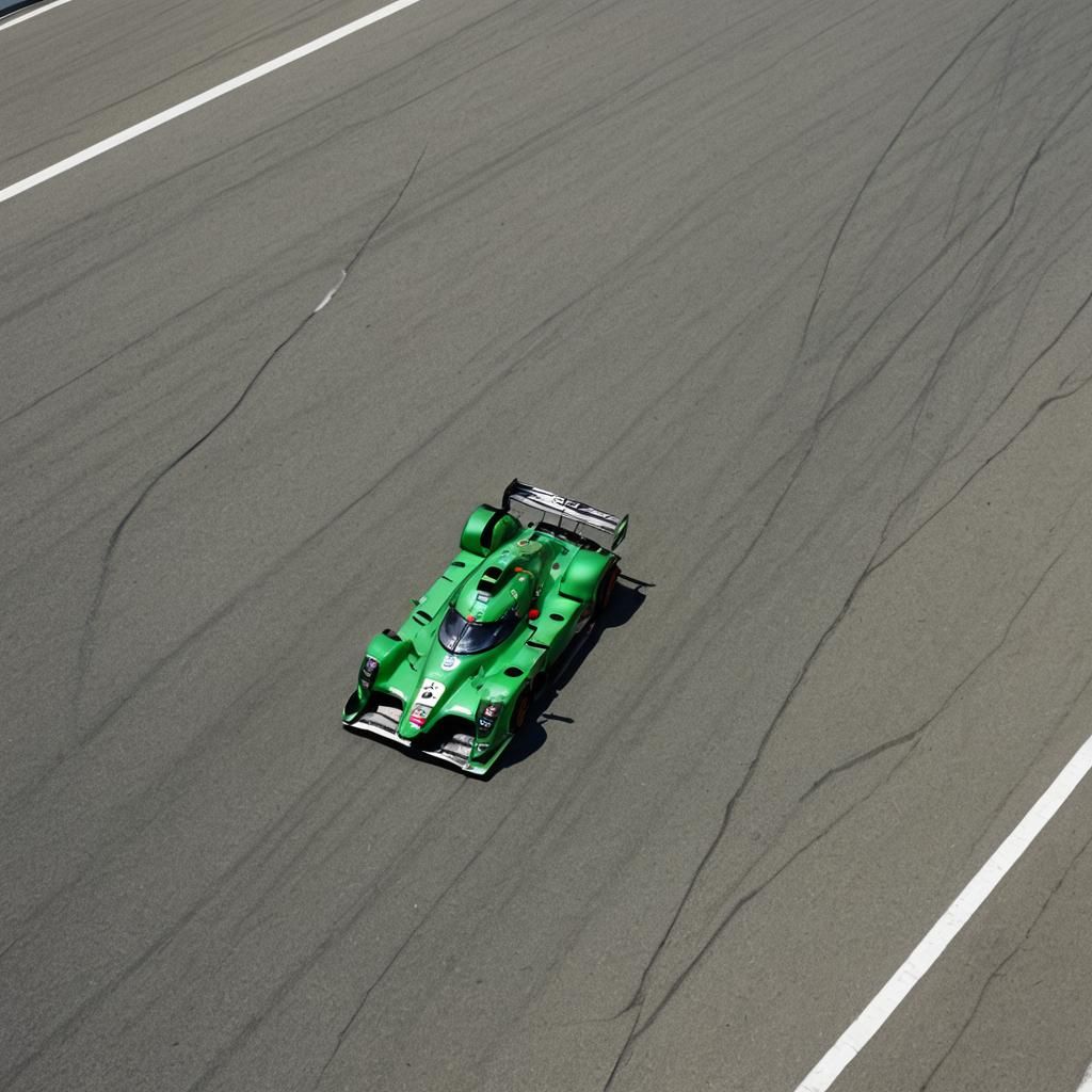 Green Race Car on the Track