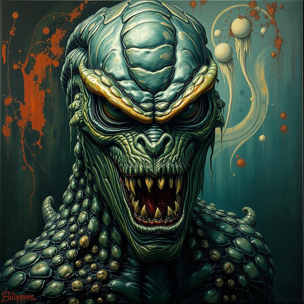 Eerie Creature Portrait in Sci-Fi Impasto Style