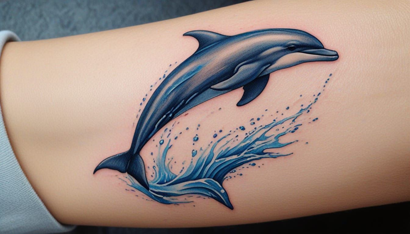 Elegant Dolphin Tattoo Art on White Background