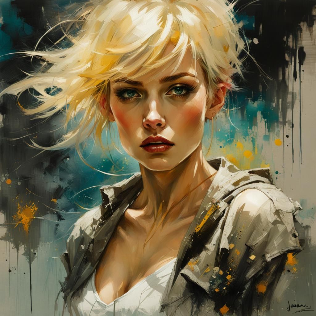 Blonde Bombshell in Textured Speedpaint Style