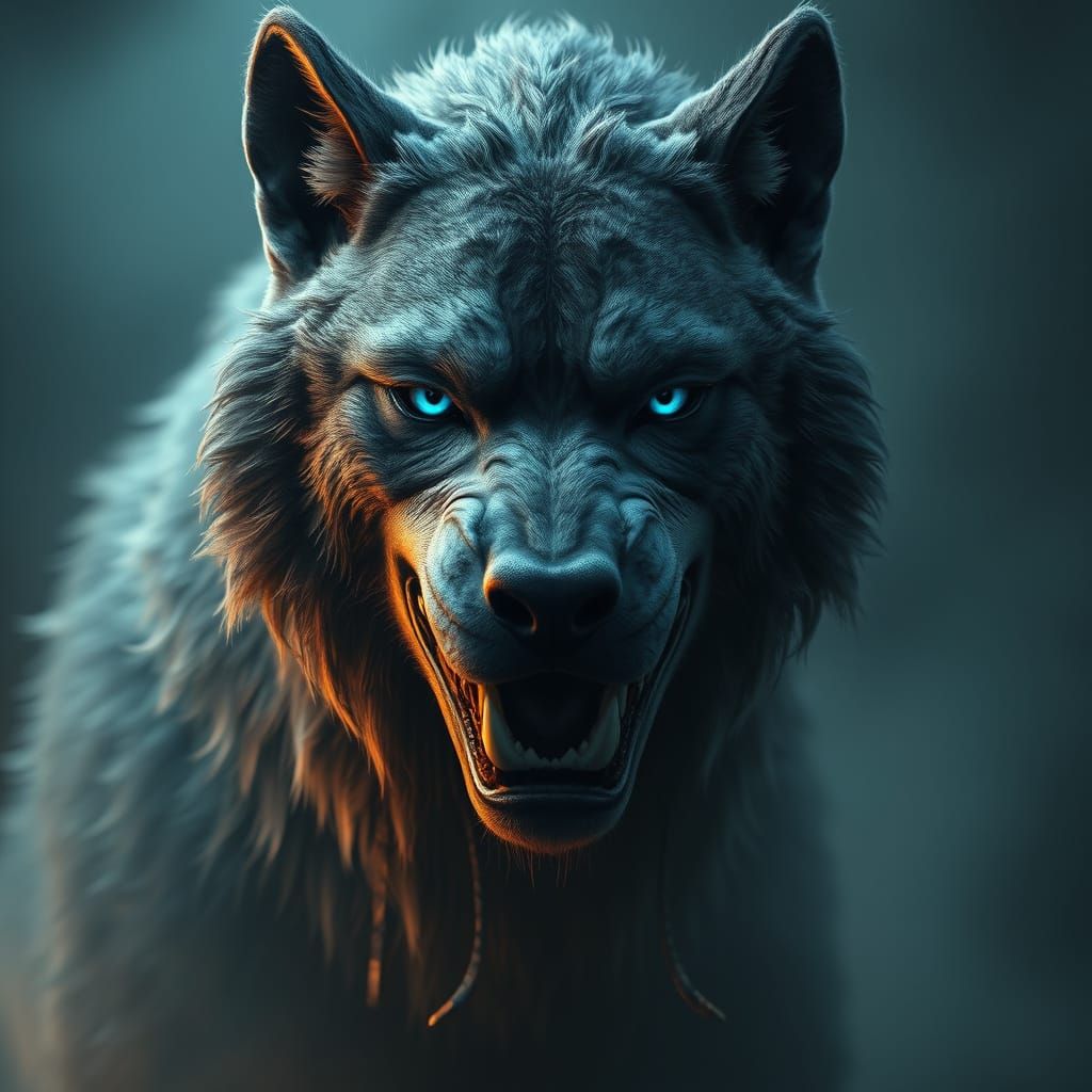 Gris Wolf Leader in Dark Fantasy Landscape