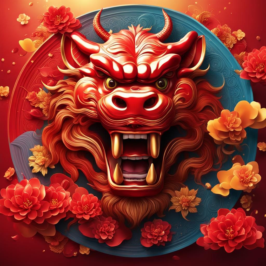 Hyperrealistic Chinese New Year 2024 Splash Art