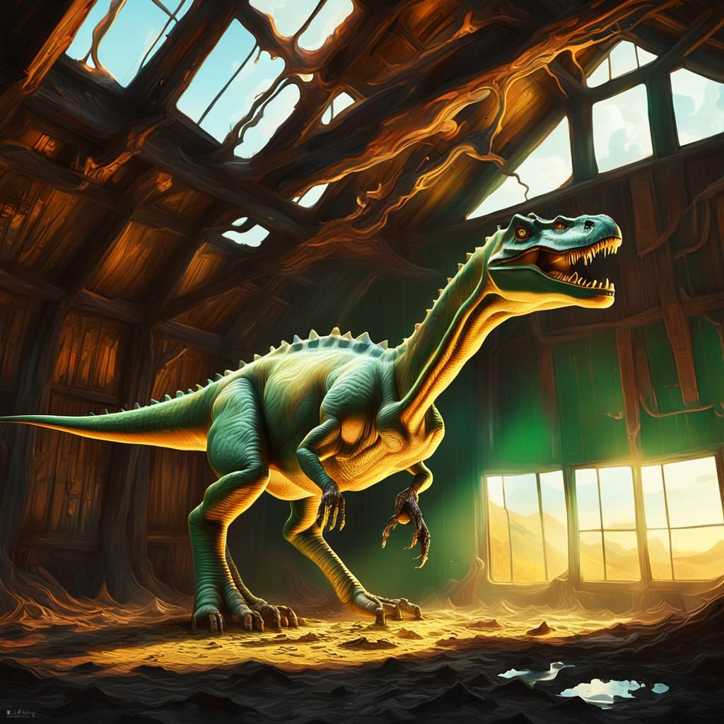 Surrealistic Dinosaur of the Future in Golden Hour
