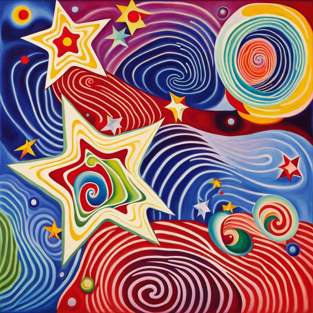 Abstract Fluorescent Maelstrom of Stars: Naive Art