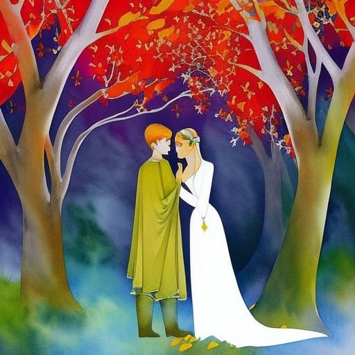 Enchanted Forest: Watercolor Fairy Tale Couple