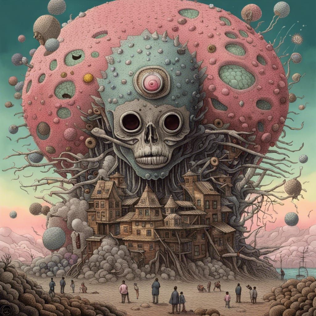 Gloomy Sci-Fi Living Monstrosity Collage Artwork