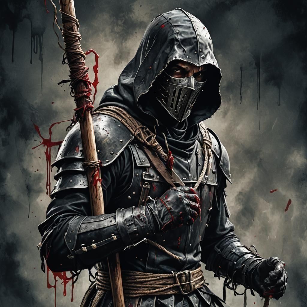 Medieval Batman Monk Warrior in Horror Style