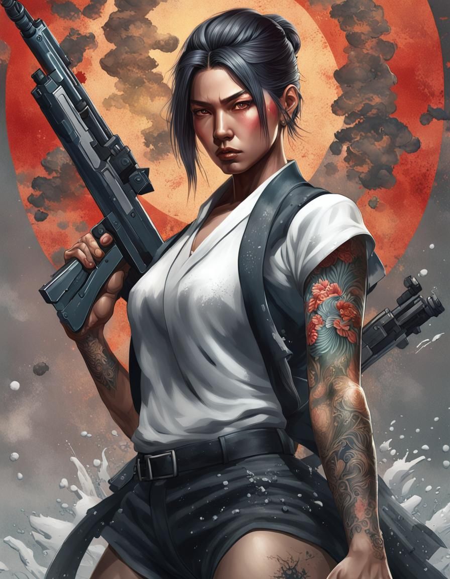 Yakuza Female Portrait with Dynamic Lighting