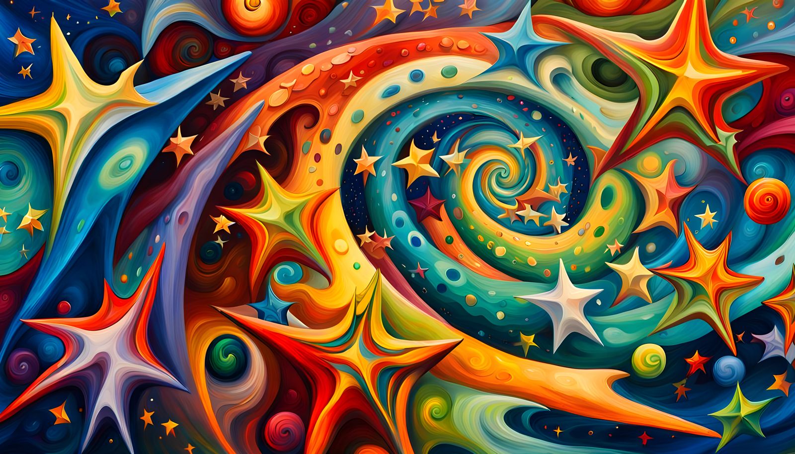 Helical Stellar Vortex in Impasto Oil Style