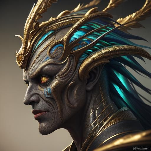 Dragon Woman Portrait in Biomechanical Style