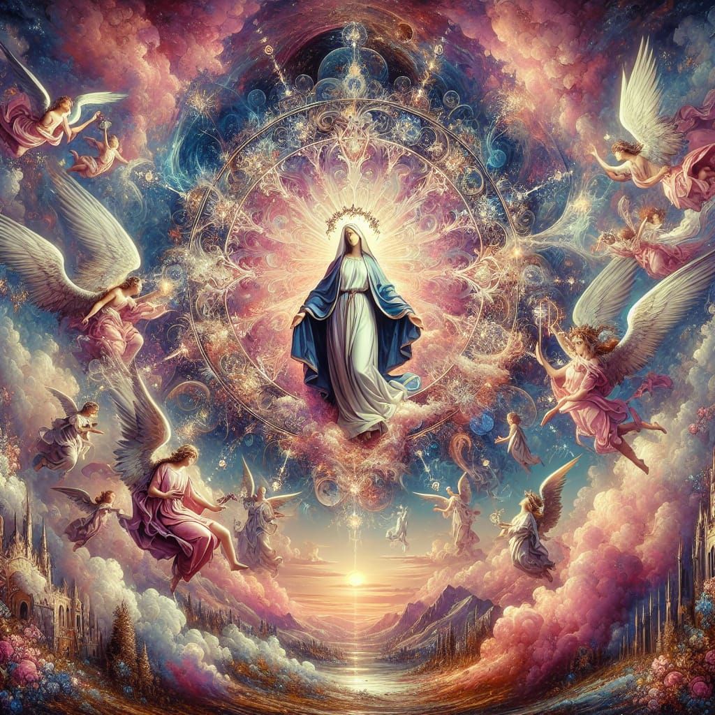Angelic Vision of Holy Mary in Renaissance Style