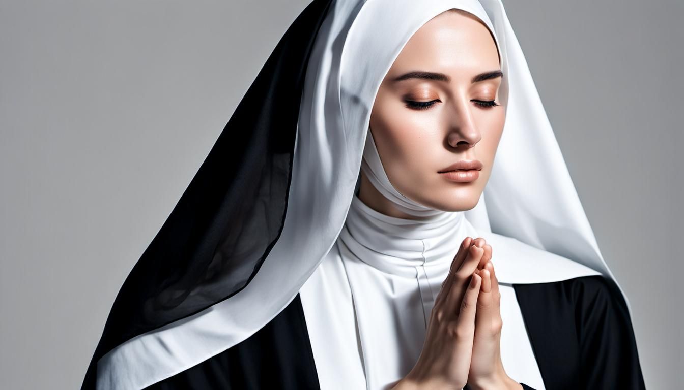Serene Nun Portrait in Church Setting