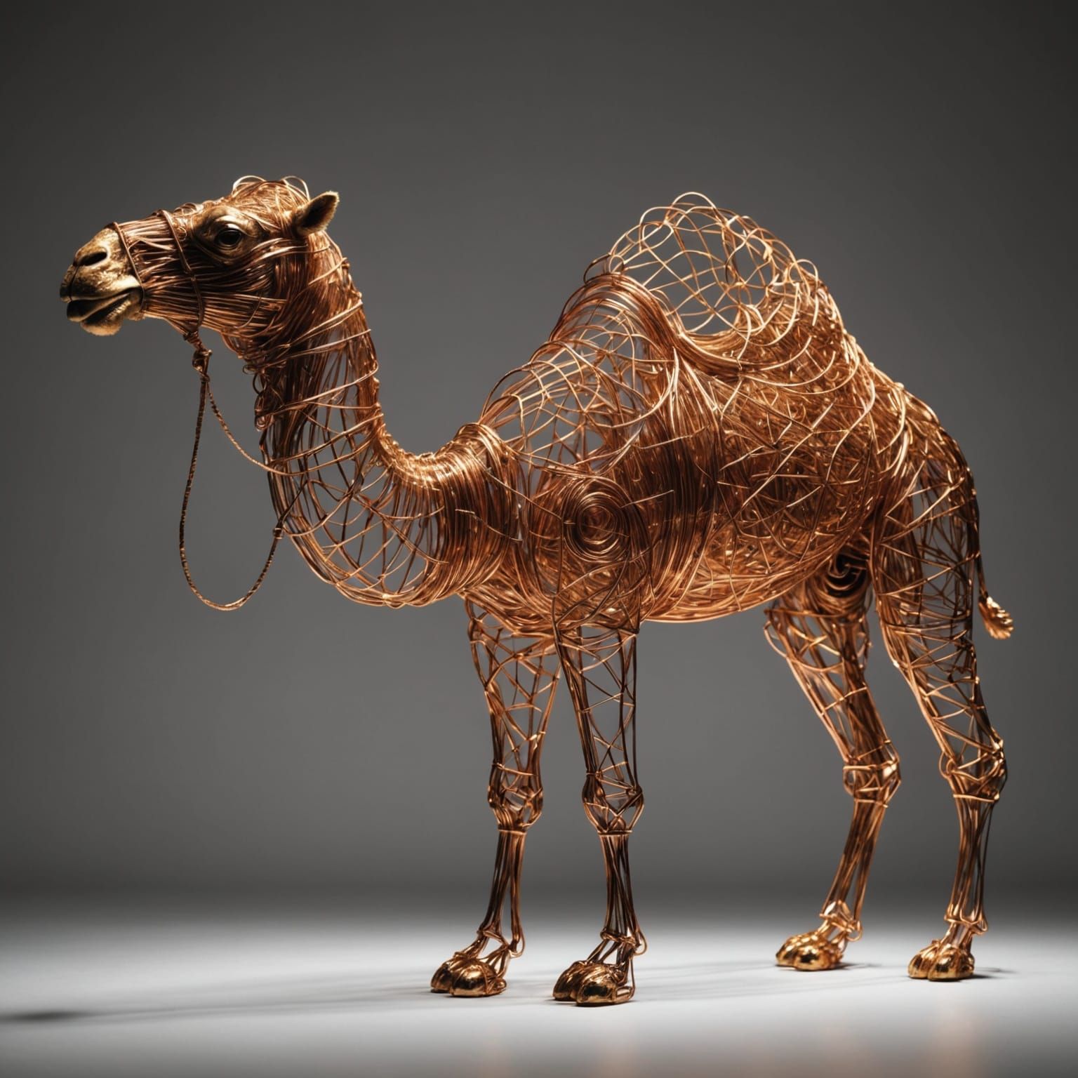 Elegant Copper Wire Camel Sculpture