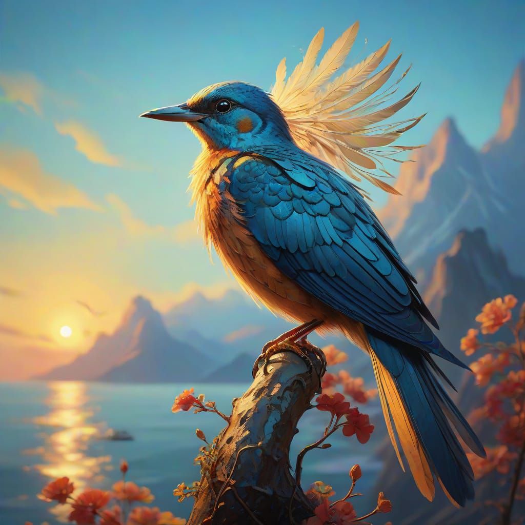 Ethereal Bird of Adventure Spreads Wings to Distant Shores