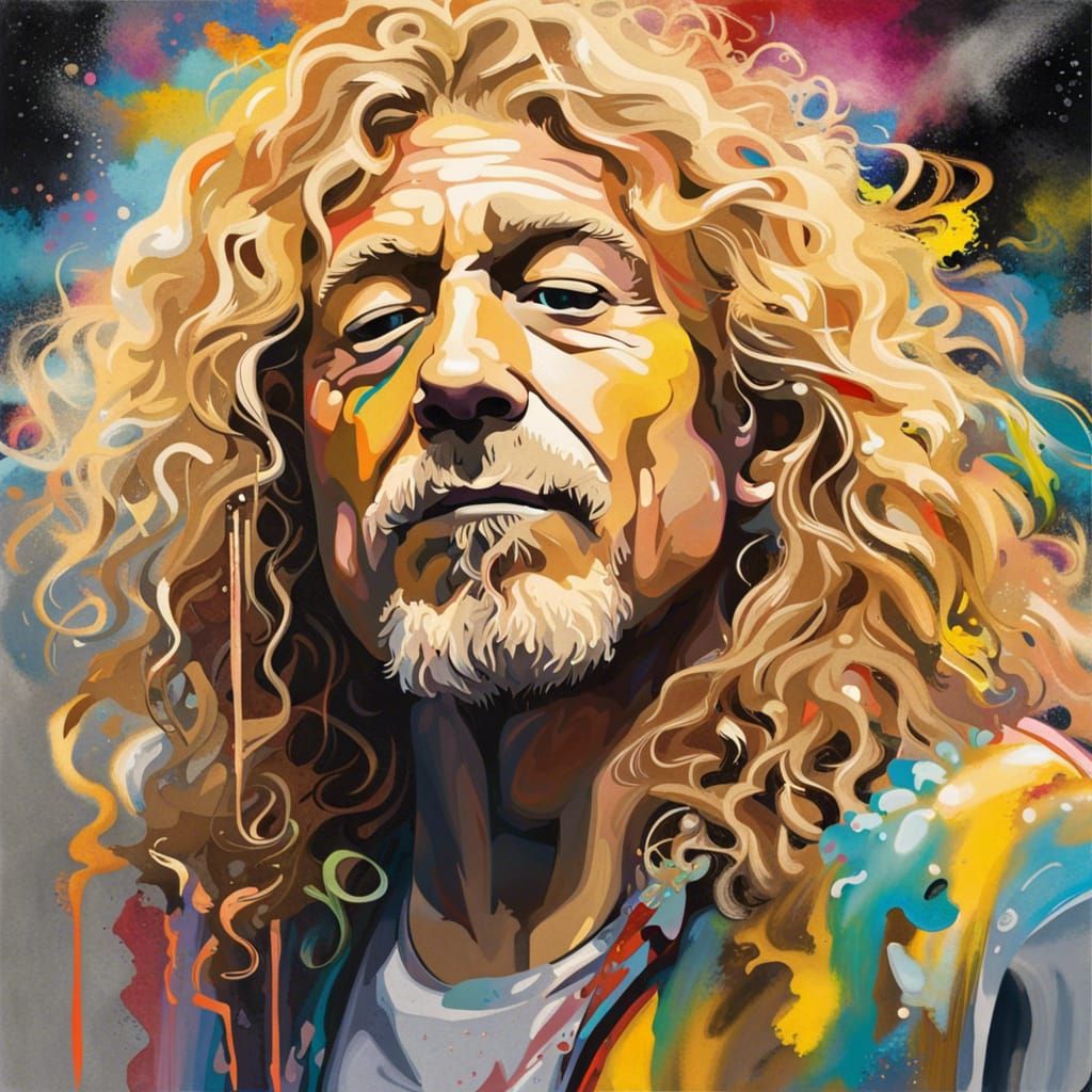 Robert Plant Portrait in Graffiti Art Style