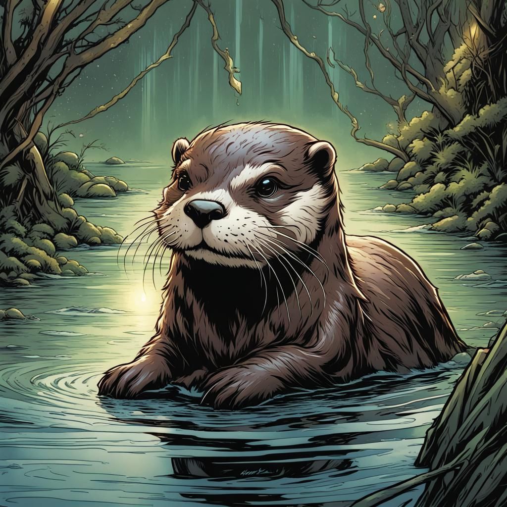 Little Otter in Comic Book Style