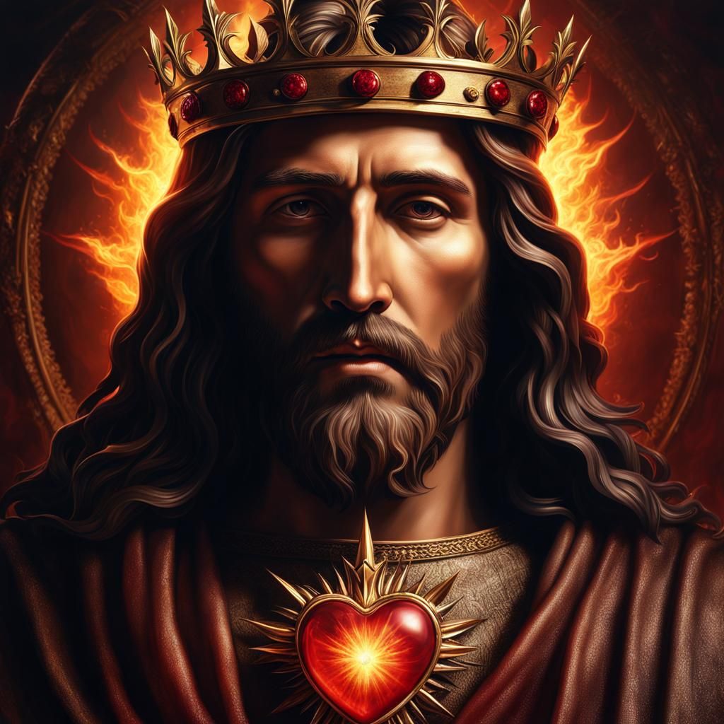 Realistic Jesus and Sacred Heart Digital Painting