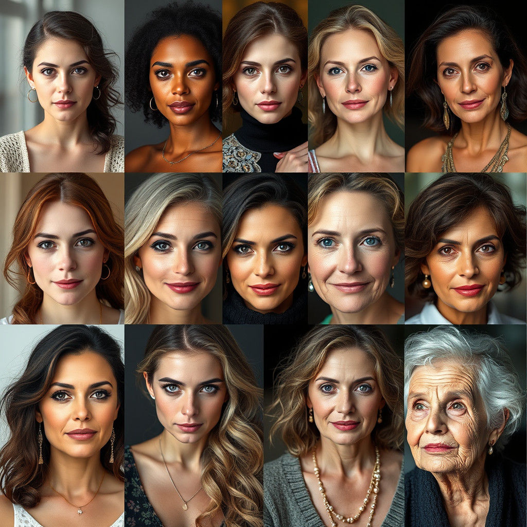 Woman's Life: An AI-Generated Age Progression Collage