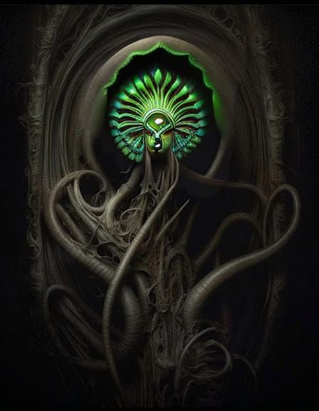 Ayahuasca Spirit and Indigenous Woman in Jungle