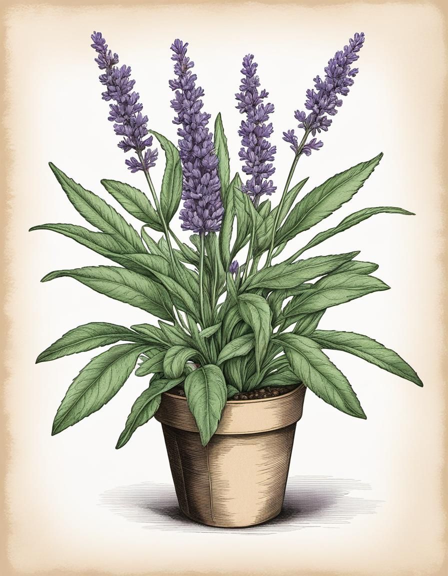 Vintage Lavender Plant Sketch on Shipping Tags