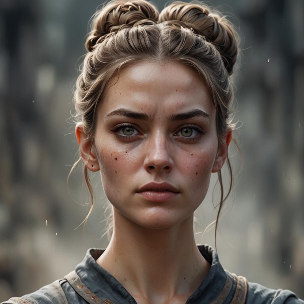 Severe Actress Portrait: Hyperrealistic Digital Art