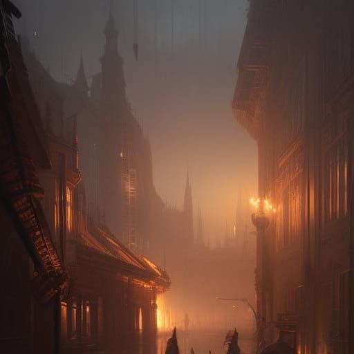 Dark Fantasy Masterpiece in Purple and Yellow