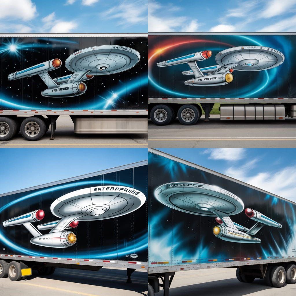 Airbrushed Star Trek Enterprise on a Semi-Trailer