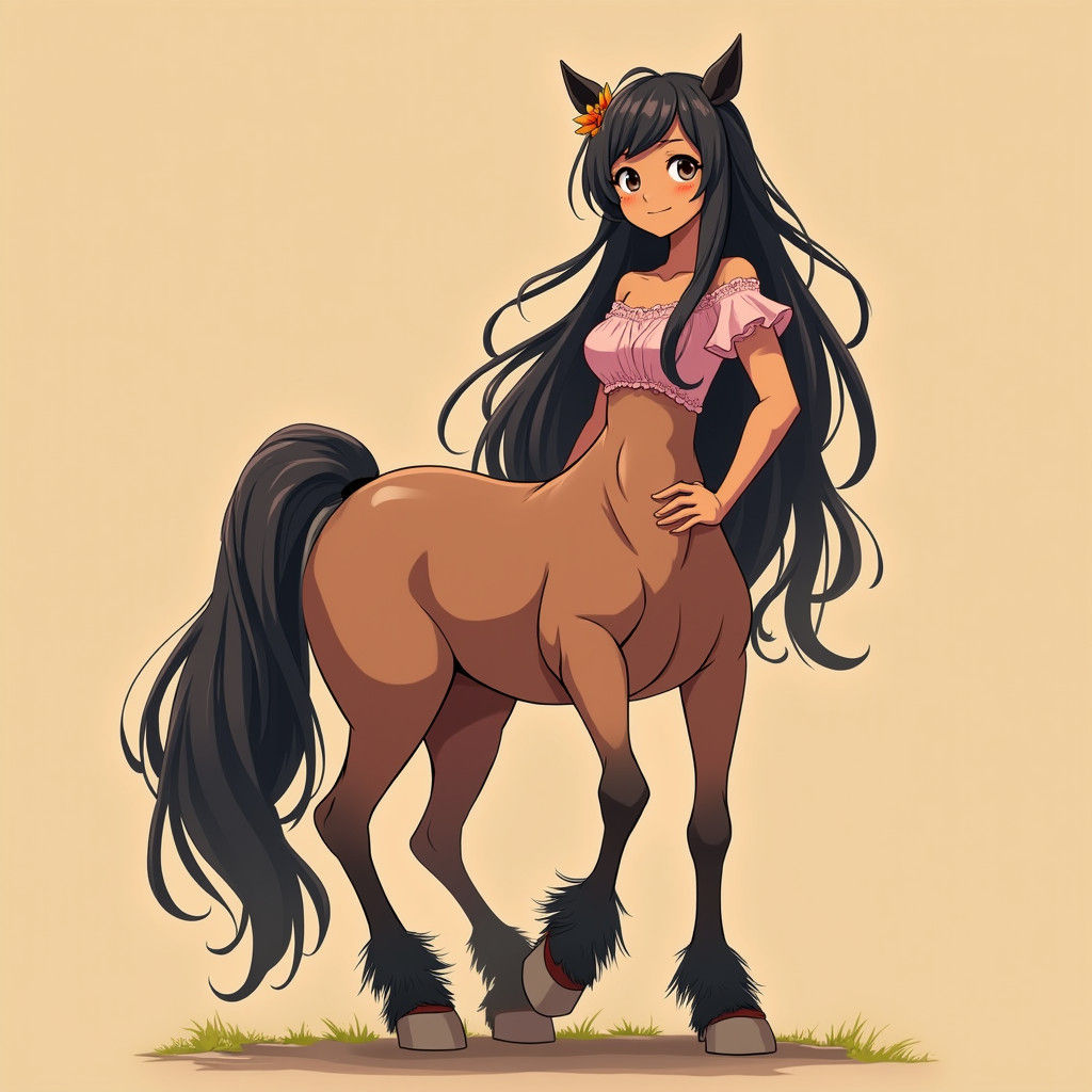 Anime Centaur with Pink Blouse in Manga Style
