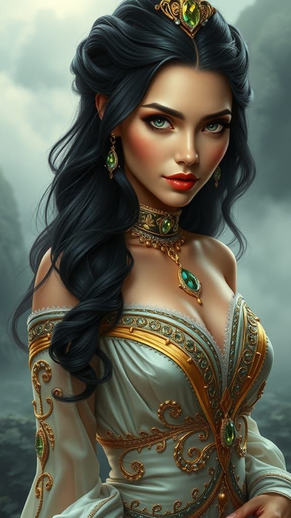 Golden Goddess of Atlantis in Enchanting Sunset Glow