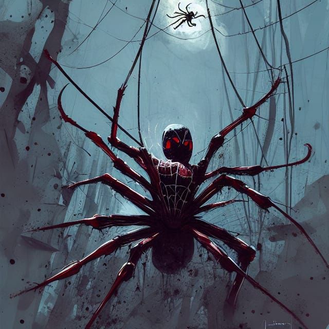 Terrifying Spider in Horror Art Style