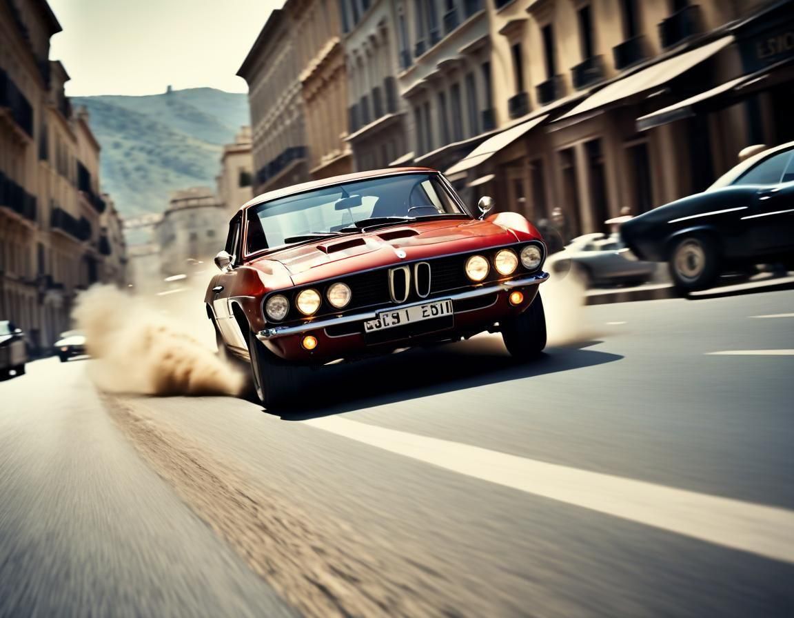 Exciting Car Chase: Action Movie Scene