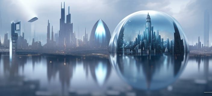 Futuristic Cityscapes Under Glass Dome in 4K