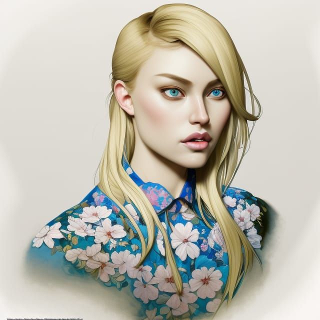 Blonde Woman Portrait in Hyperdetailed Digital Art Style