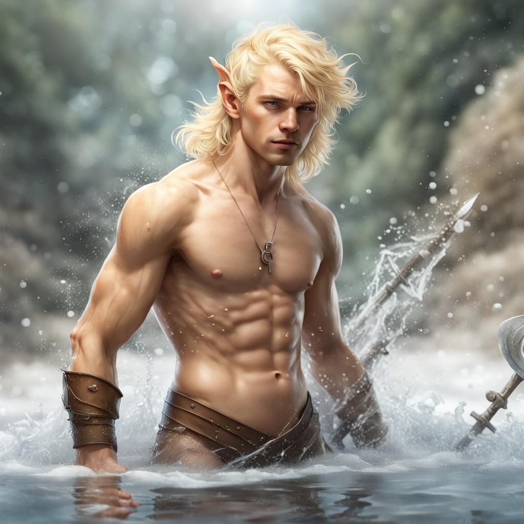 Elfin Warrior Bathing.