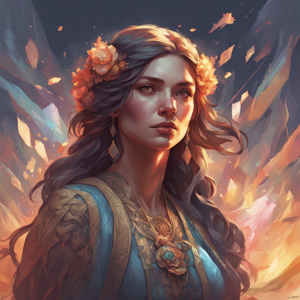 Woman in Misty Meadow: Fantasy Realism Portrait