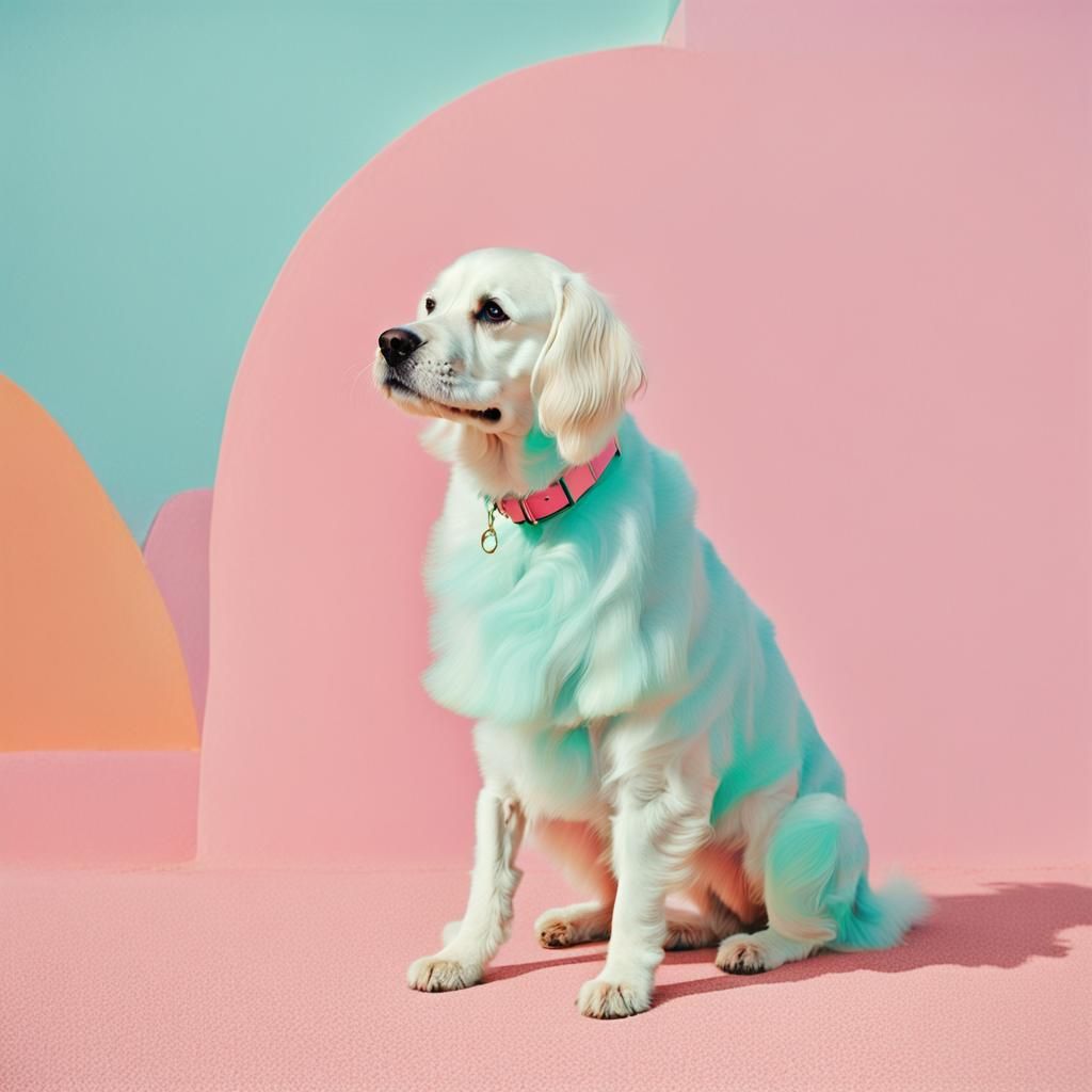 Dog Portrait in Neopop Pastel Colors