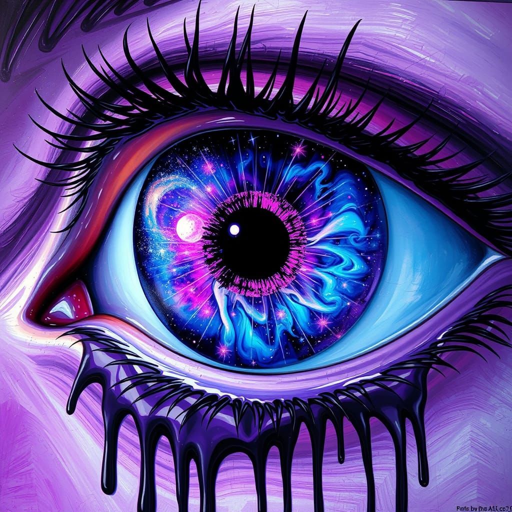 Eye of Cosmic Wonder in Vibrant Stained Glass Style